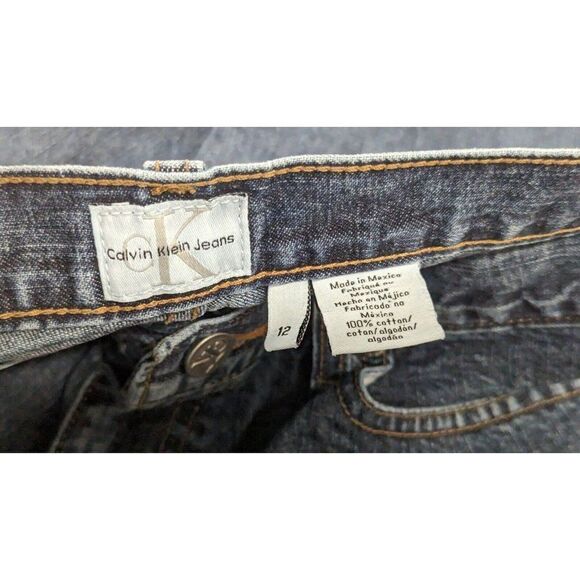 Calvin Klein Womens Size 12 Blue Dark Wash Mid Rise Denim Straight Jeans - Picture 6 of 7